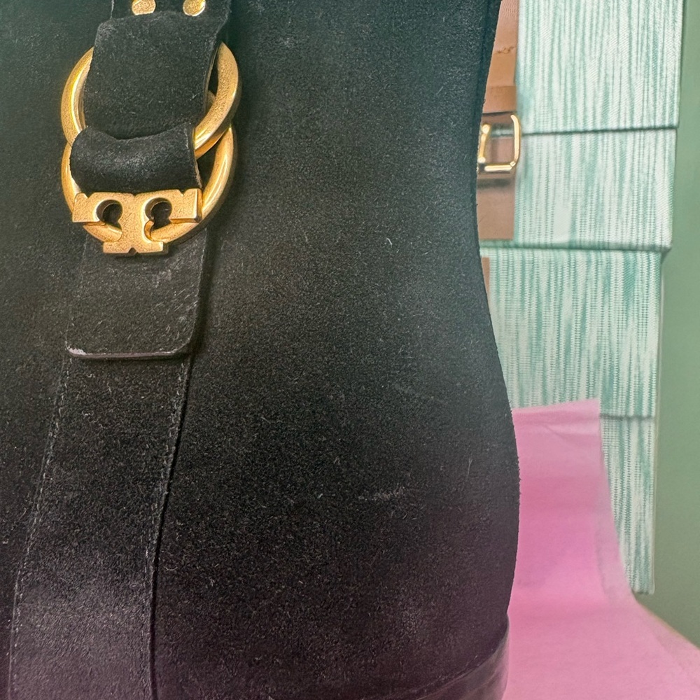 Black Ankle Boots with Gold Buckle - Picture 5 of 13